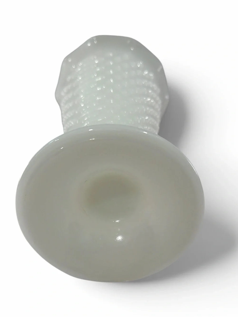Vintage Anchor Hocking Milk Glass Hobnail Trumpet Vase 9.25